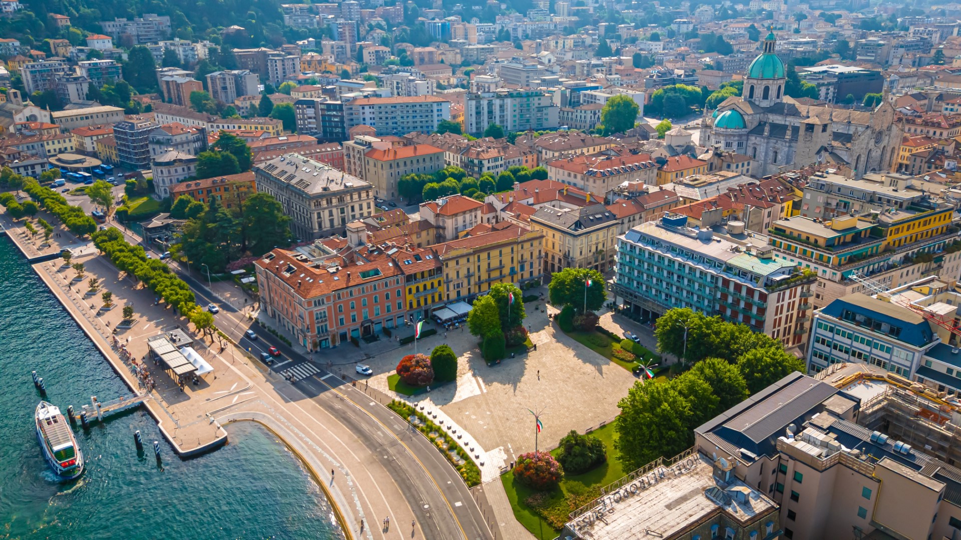 aerialsummerviewofcomovillageinnorthernitalywith